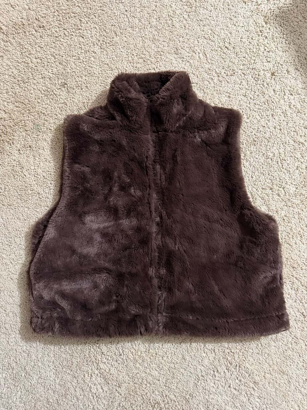 Birch & Stone Dark Brown Faux Fur Zip-Up Vest